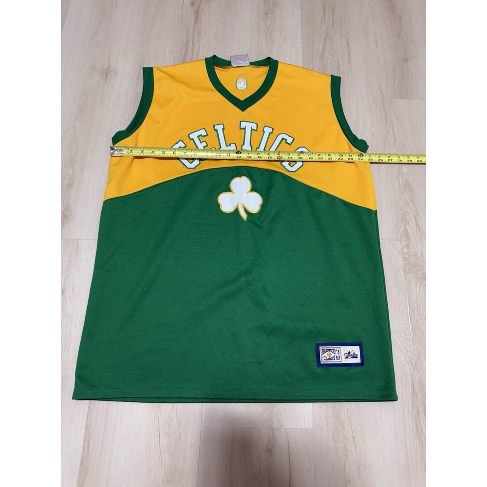 Majestic HardWood Classics NBA Boston Celtics Jersey Men's Large-XL Green Yellow - Picture 3 of 8